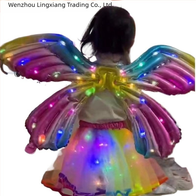 Aripi de fluture gonflabile luminoase – balon pentru spate, din plastic, în formă de inimă