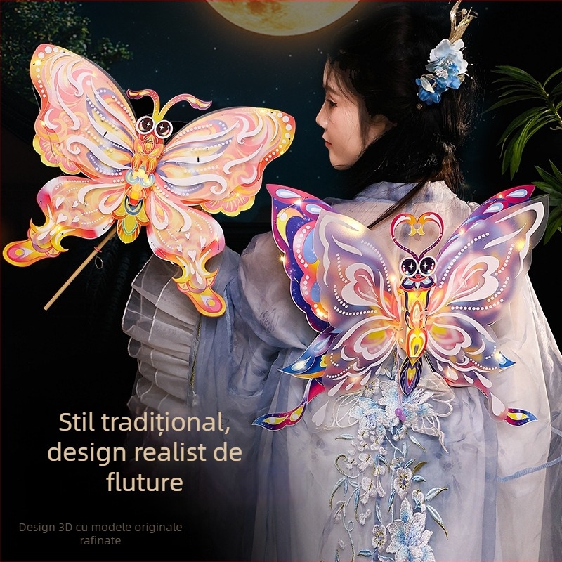 Fenar cu fluture pentru copii – kit DIY handmade, luminos, formă neregulată, stil desen animat/chinezesc, marcă Yi xi