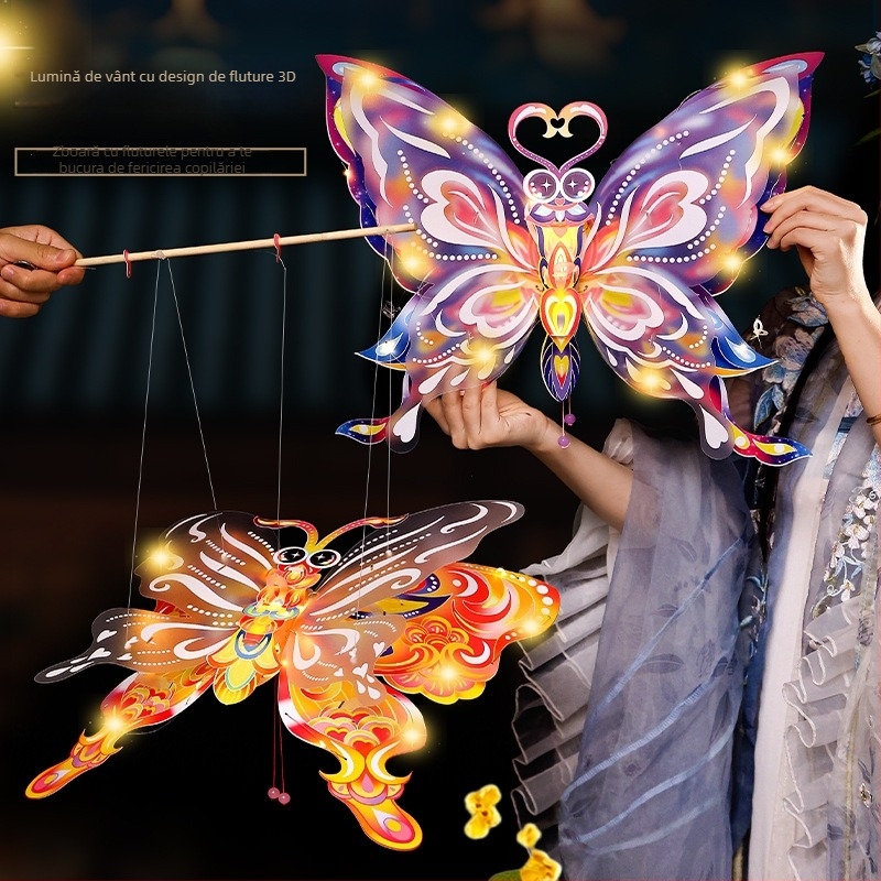 Fenar cu fluture pentru copii – kit DIY handmade, luminos, formă neregulată, stil desen animat/chinezesc, marcă Yi xi