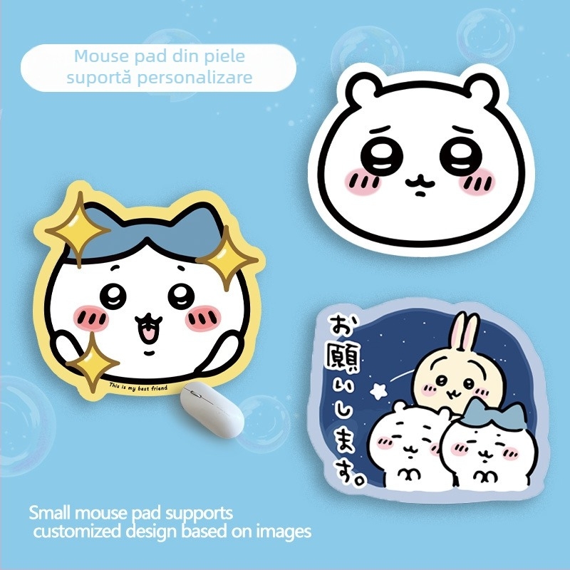 Pad de mouse cu design Chiikawa Usagi, suprafață dublă anti-derapare, material Cortex, gravură metalică, personalizabil după mostră sau desene