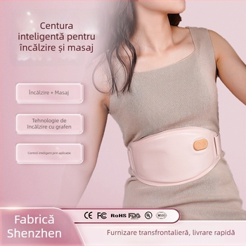 Centură de încălzire pentru menstruație cu încălzire infraroșu și masaj cu vibrații, încărcare USB, control prin aplicație/Bluetooth, trei niveluri de încălzire, Model P71