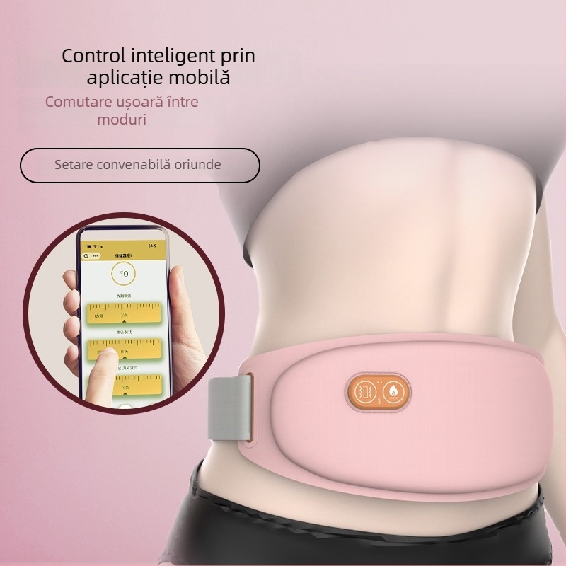 Centură de încălzire pentru menstruație cu încălzire infraroșu și masaj cu vibrații, încărcare USB, control prin aplicație/Bluetooth, trei niveluri de încălzire, Model P71