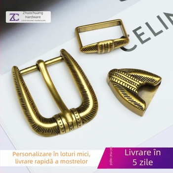 Cataramă de curea din aliaj, formă D, cu știft, model floral