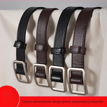 Centură unisex – piele PU, cataramă din fier, închidere netedă, lățime sub 2 cm, retro cu aer chinezesc, stil literar-artistic