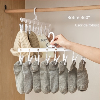 Clip de uscare din plastic, model BJYJ011, pachet 100 buc., potrivit pentru lenjerie, pantaloni, șosete și cravate
