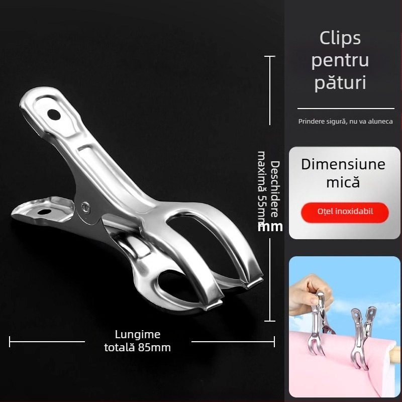 Clip din oțel inoxidabil pentru uscat haine – fix anti-vânt pentru șosete, potrivit pentru pilote, lenjerie și haine