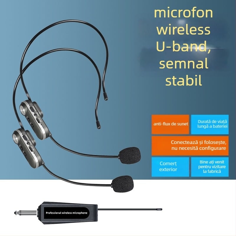 Microfon lavalier și headset pentru predare, scenă și conferințe - condensator, omnidirecțional, baterie încorporată 300-500 mAh, interval de frecvențe 40 Hz-20 kHz