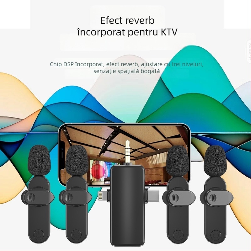 Mikrofon Lavalier Wireless H18 1–4, interfață 3–în–1 pentru streaming live și filmări cu telefonul, reducere zgomot, Bluetooth 5.3, baterie încorporată 500–800 mAh