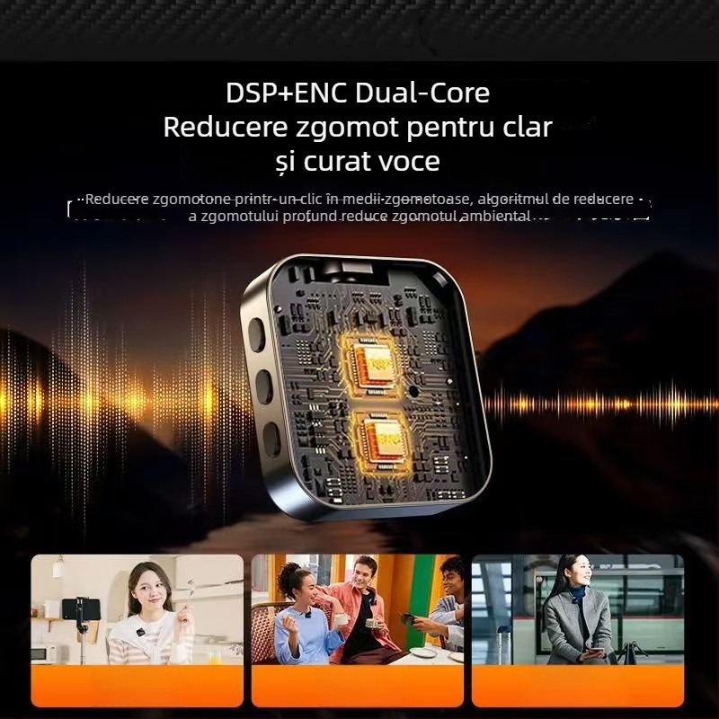 Set microfon și căști pentru streaming în direct cu microfon lavalier și card de sunet — cablat, microfon profesional de înregistrare, captare omnidirecțională, baterie încorporată 300–500 mAh, autonomie 3–6 ore