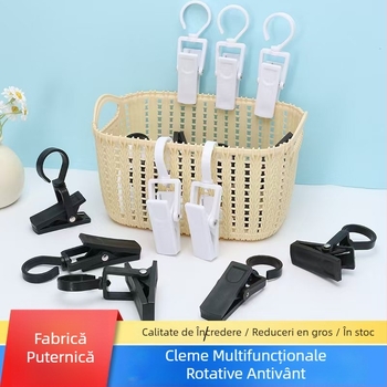 Clip de depozitare din plastic cu rotație de 360°, anti-alunecare, design modern minimalist, pentru lenjerie, pantaloni, șosete, șal și cravată.