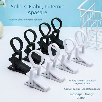 Clip de depozitare din plastic cu rotație de 360°, anti-alunecare, design modern minimalist, pentru lenjerie, pantaloni, șosete, șal și cravată.