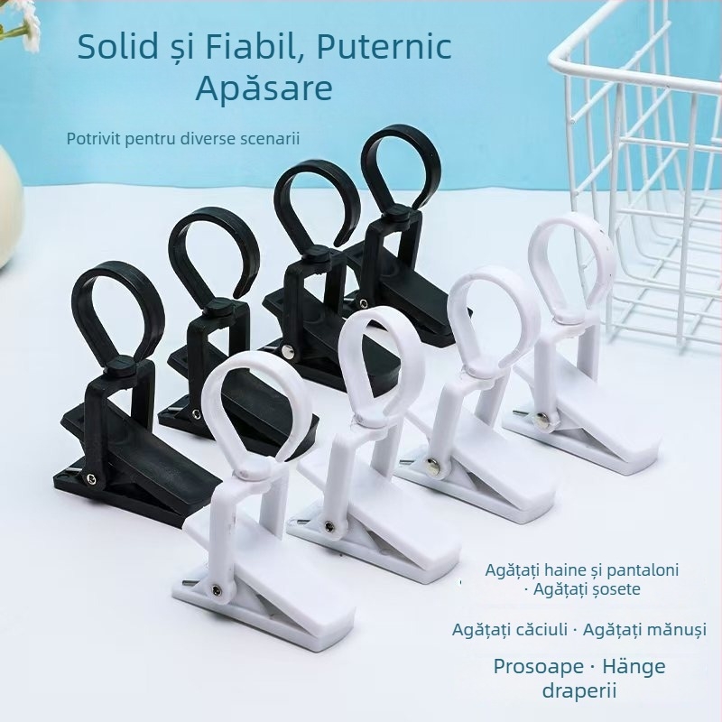 Clip de depozitare din plastic cu rotație de 360°, anti-alunecare, design modern minimalist, pentru lenjerie, pantaloni, șosete, șal și cravată.