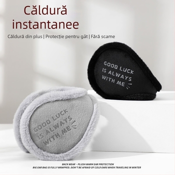 Protecții pentru urechi unisex, stil coreean, căptușite cu fleece, moi și groase, design monocrom, pentru exterior iarnă