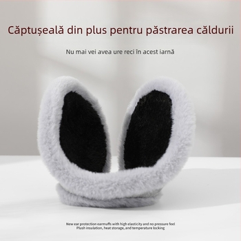 Protecții pentru urechi unisex, stil coreean, căptușite cu fleece, moi și groase, design monocrom, pentru exterior iarnă