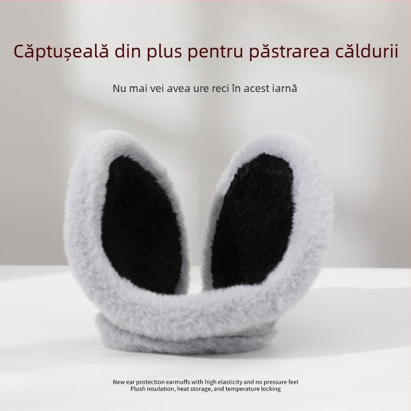 Protecții pentru urechi unisex, stil coreean, căptușite cu fleece, moi și groase, design monocrom, pentru exterior iarnă