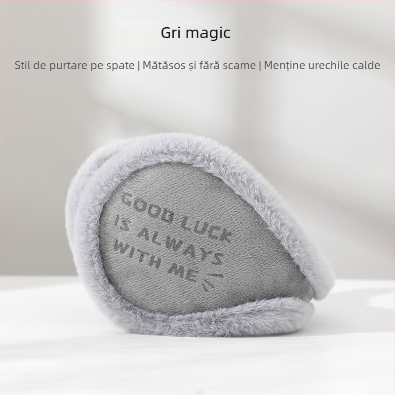 Protecții pentru urechi unisex, stil coreean, căptușite cu fleece, moi și groase, design monocrom, pentru exterior iarnă