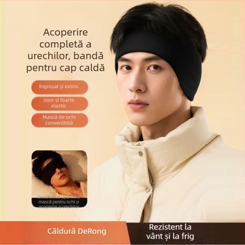 Set de urechi și accesorii pentru cap de iarnă – material plușat, design monocrom, unisex, adult, stil minimalist
