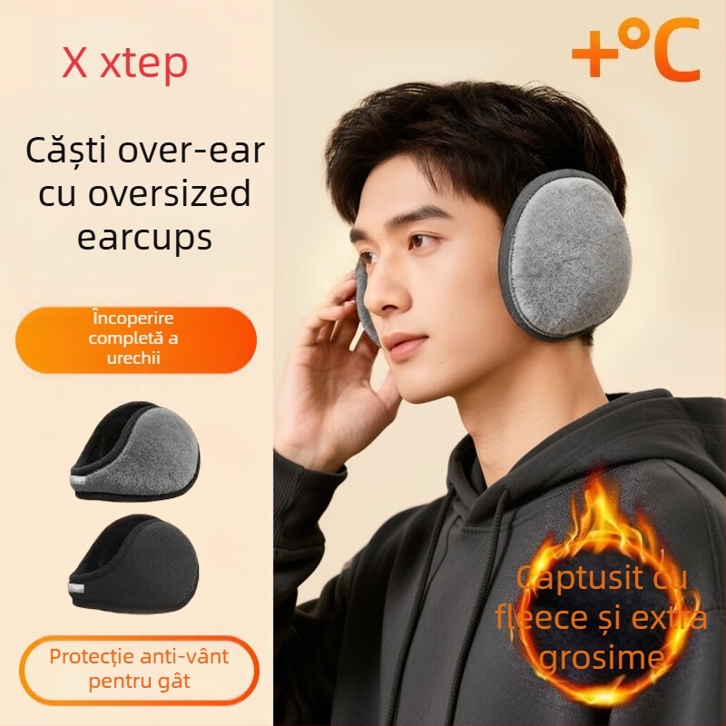 Xtep protecții pentru urechi de iarnă, căptușite cu fleece, groase, rezistente la vânt, pentru adulți, unisex