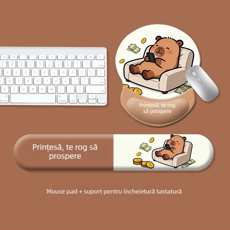 Padă pentru tastatură și suport pentru încheietura mouse-ului – silicon, anti-derapant, rezistent la uzură, model 0081 #0699, personalizare disponibilă