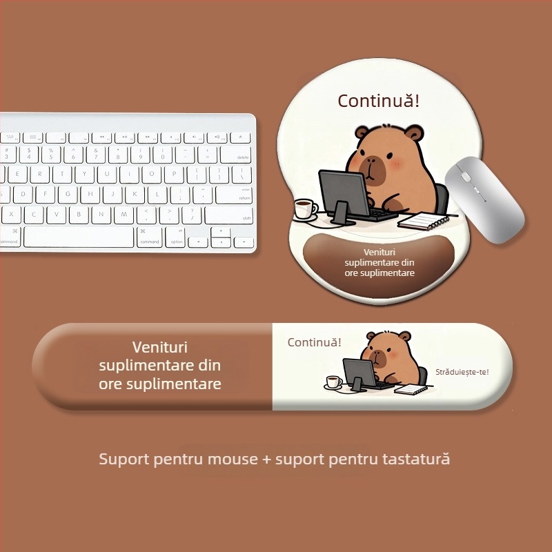 Pad tastatură și suport de încheietură pentru mouse, silicon, anti-alunecare, rezistent la uzură, model 0081-0699