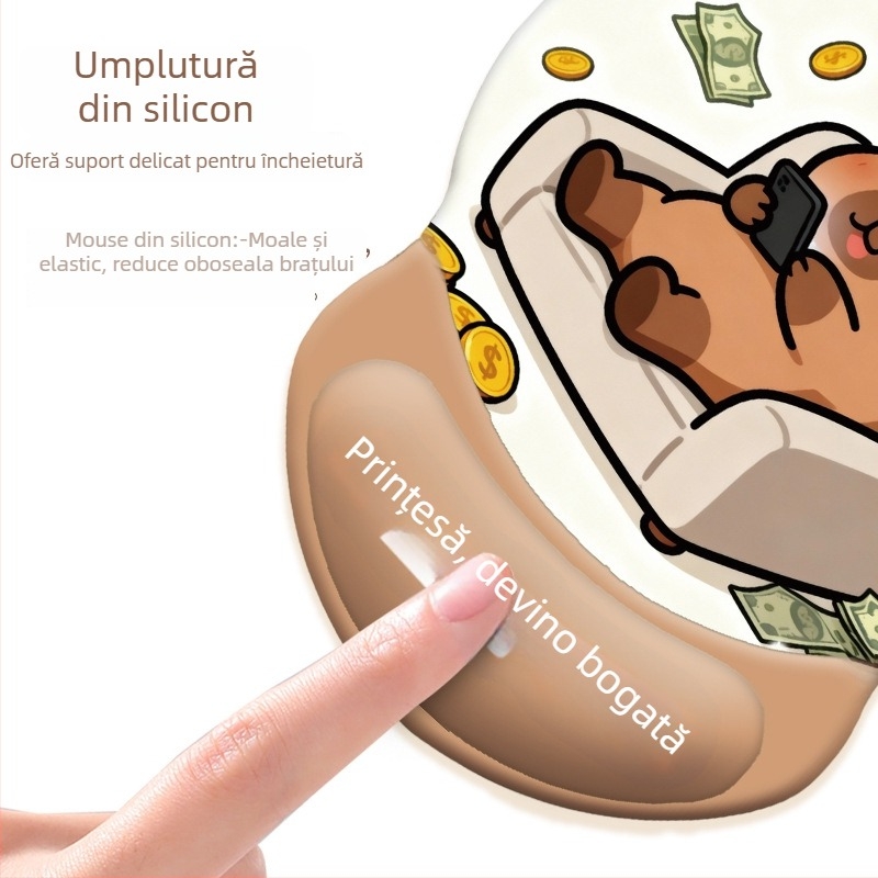 Set silicon tastatură: suport pentru mână și covoraș pentru mouse – anti-derapare, rezistent la uzură – pentru birou – Model 0081#0699