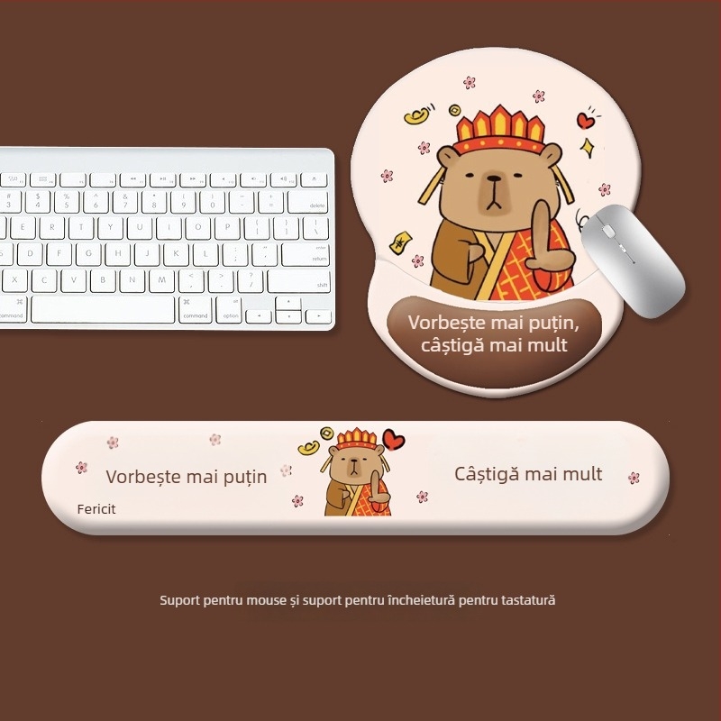 Set silicon tastatură: suport pentru mână și covoraș pentru mouse – anti-derapare, rezistent la uzură – pentru birou – Model 0081#0699