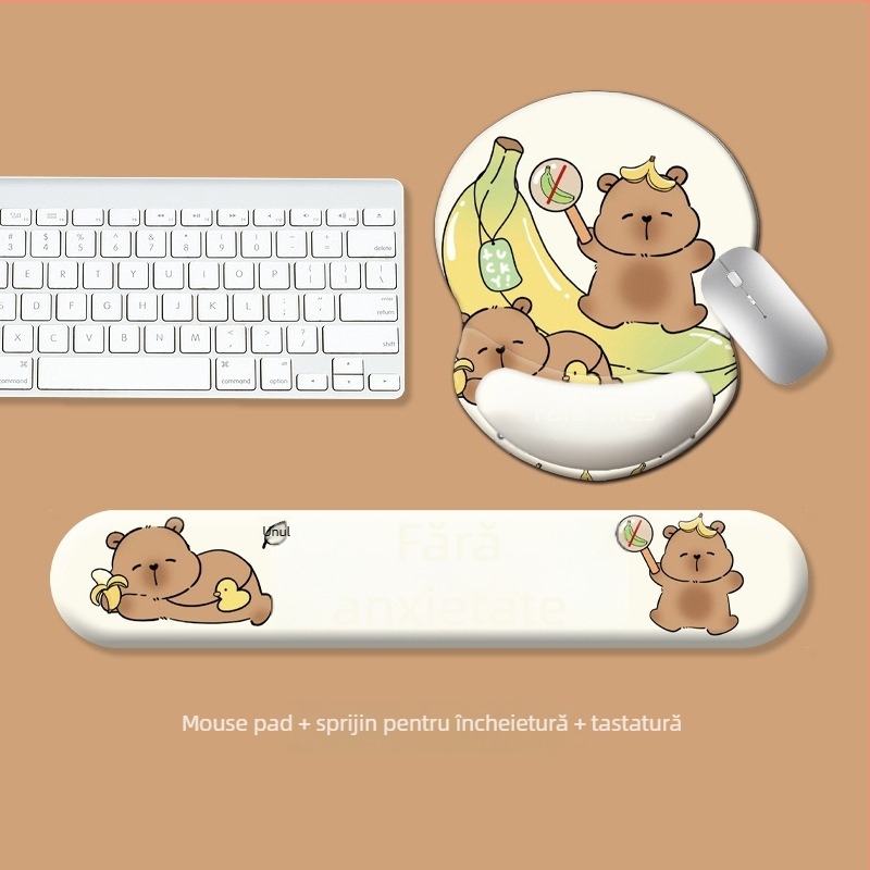 Padă pentru tastatură și suport pentru încheietura mouse-ului, silicon, stil: suport pentru mâna tastaturii și încheietura mouse-ului, antiderapant și durabil, pentru birou