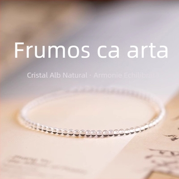 Brățară din cristal alb natural 10A, cu o singură mărgea de 3,5 mm, șnur elastic, design simplu în stil înghețat