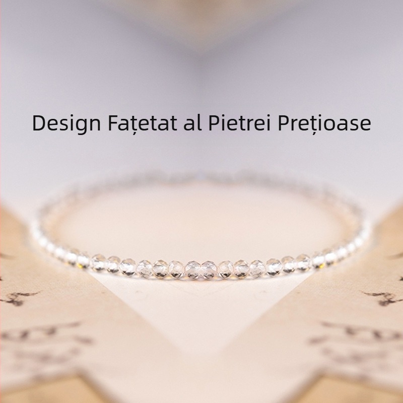 Brățară din cristal alb natural 10A, cu o singură mărgea de 3,5 mm, șnur elastic, design simplu în stil înghețat