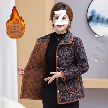 Geacă de iarnă pentru femei, țesătură principală PVC (80-90%), umplutură din mătase-cotton, guler polo, lungime medie, grosime medie