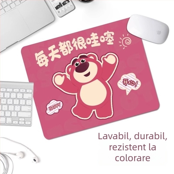 Pad de mouse Strawberry Bear - Antiderapant, Cauciuc natural, cu o singură față, imprimare prin transfer termic, personalizabil cu imagini