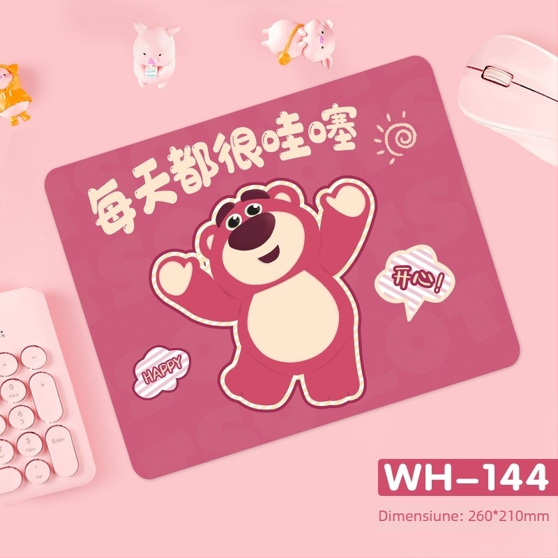 Pad de mouse Strawberry Bear - Antiderapant, Cauciuc natural, cu o singură față, imprimare prin transfer termic, personalizabil cu imagini