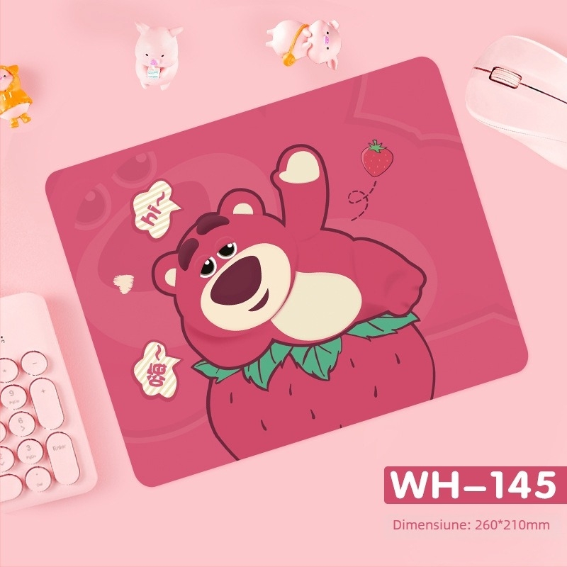 Pad de mouse Strawberry Bear - Antiderapant, Cauciuc natural, cu o singură față, imprimare prin transfer termic, personalizabil cu imagini