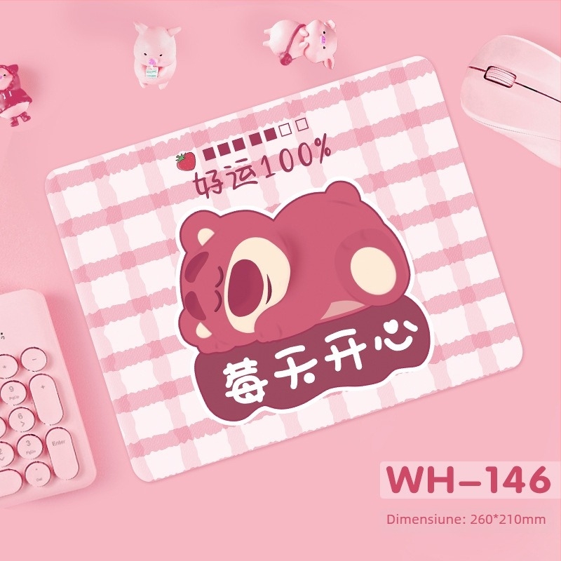 Pad de mouse Strawberry Bear - Antiderapant, Cauciuc natural, cu o singură față, imprimare prin transfer termic, personalizabil cu imagini