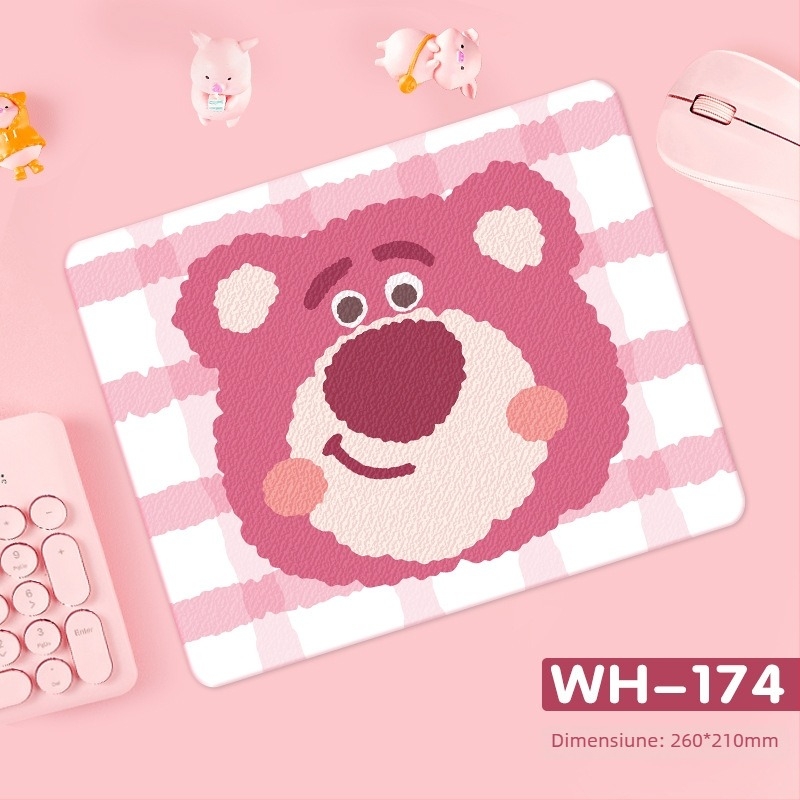 Pad de mouse Strawberry Bear - Antiderapant, Cauciuc natural, cu o singură față, imprimare prin transfer termic, personalizabil cu imagini