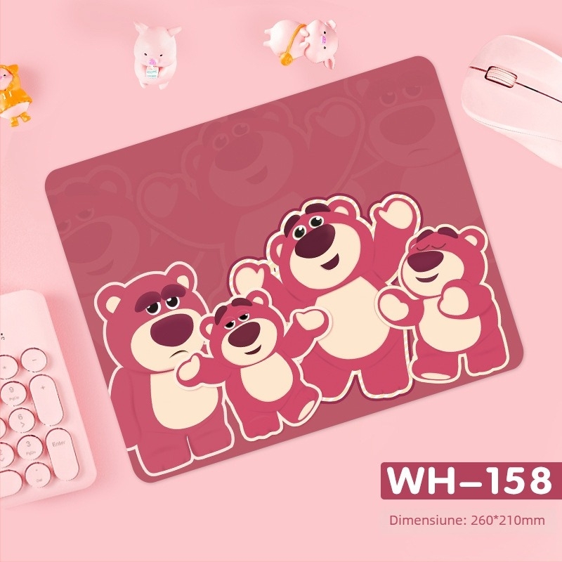 Pad de mouse Strawberry Bear - Antiderapant, Cauciuc natural, cu o singură față, imprimare prin transfer termic, personalizabil cu imagini