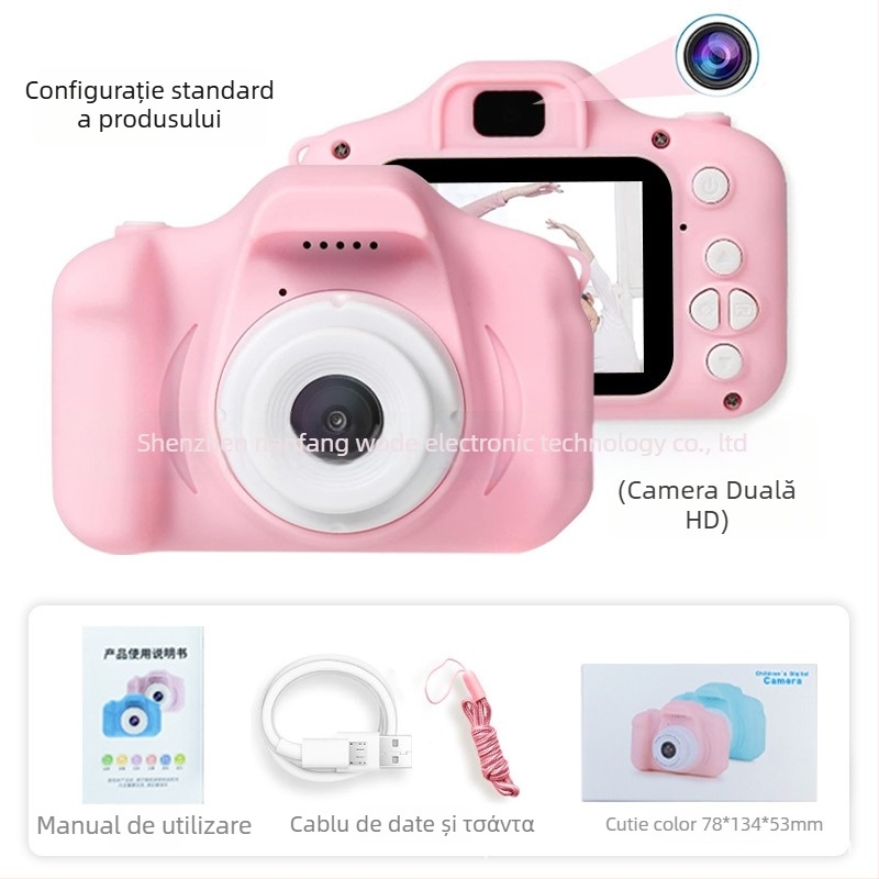 X2 Cameră Digitală pentru Copii - 1-5 MP, Card TF, Autonomie baterie 1-3 ore, Fotografii și Videoclipuri