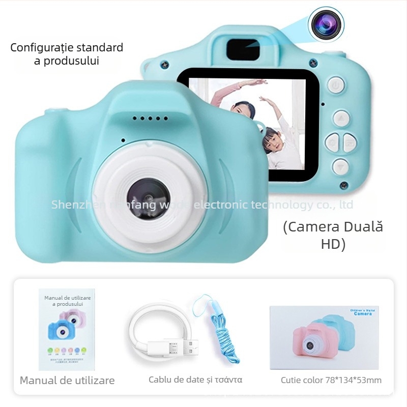 X2 Cameră Digitală pentru Copii - 1-5 MP, Card TF, Autonomie baterie 1-3 ore, Fotografii și Videoclipuri