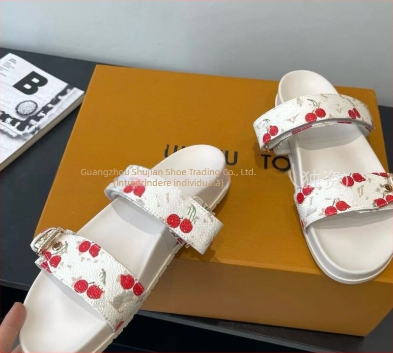 Flip-flops unisex pentru adulți, partea superioară din piele microfibră, talpă din cauciuc, închidere cu un clic