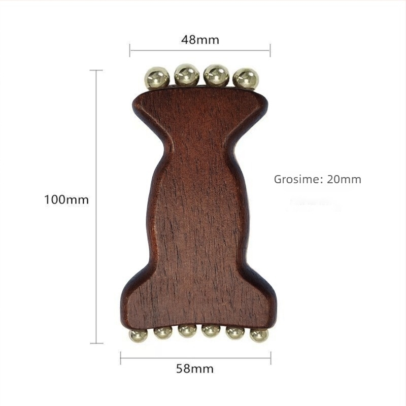 Unealtă gua sha facial din lemn masiv pentru ridicare facială, perie meridian, design osos, cap de masaj rotund, acționare manuală