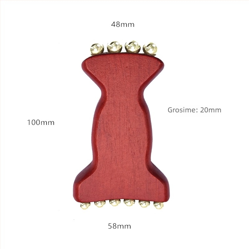 Unealtă gua sha facial din lemn masiv pentru ridicare facială, perie meridian, design osos, cap de masaj rotund, acționare manuală