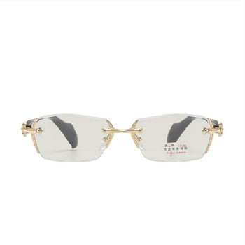 Ochelari de citit pentru bărbați, fără ramă, lentile din rășină cu protecție anti-lumina albastră, cadru metalic pătrat, margini tăiate cu diamant, Primăvara 2024