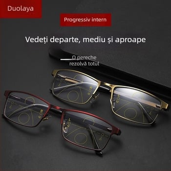Ochelari progresivi multifocați pentru citit, anti-lumină albastră, ramă metalică, cadru complet, pentru adulți, unisex, vedere la distanță și aproape
