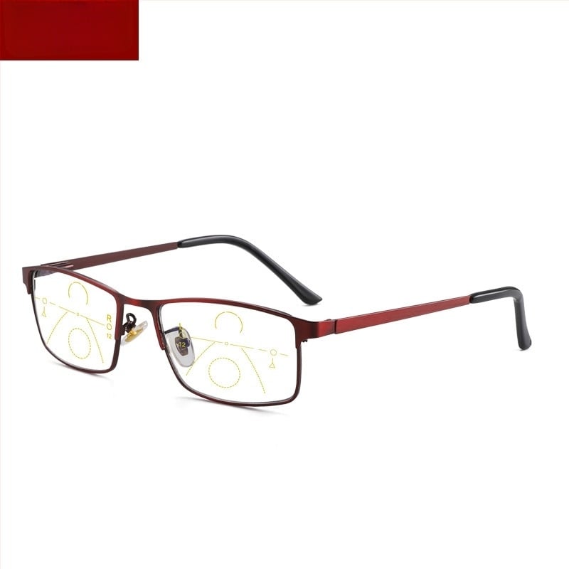 Ochelari progresivi multifocați pentru citit, anti-lumină albastră, ramă metalică, cadru complet, pentru adulți, unisex, vedere la distanță și aproape