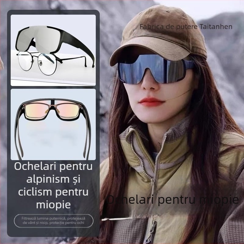 Ochelari de munte pentru femei – cu dioptrie 1 pentru miopie, protecție împotriva vântului și UV, ramă completă din rășină, pentru ciclism