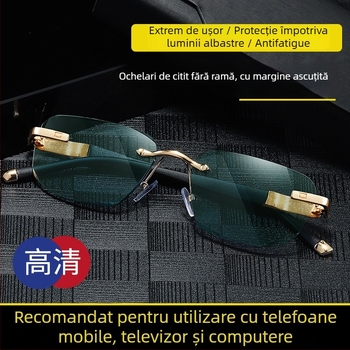 Ochelari de citit fără ramă, lentile PC, anti-lumină albastră, protecție UV, Model BL2206