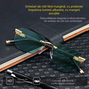 Ochelari de citit fără ramă, lentile PC, anti-lumină albastră, protecție UV, Model BL2206