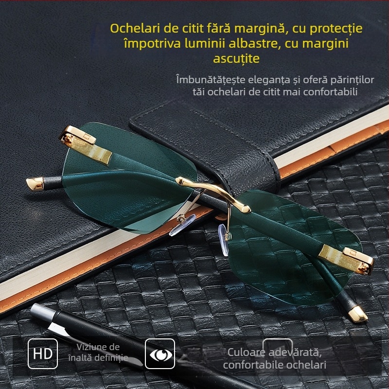 Ochelari de citit fără ramă, lentile PC, anti-lumină albastră, protecție UV, Model BL2206