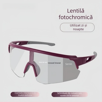 Ochelari de ciclism cu ramă din plastic memorie, lentile interschimbabile, lentile cu oglindă plată