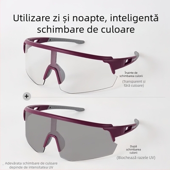 Ochelari de ciclism cu ramă din plastic memorie, lentile interschimbabile, lentile cu oglindă plată